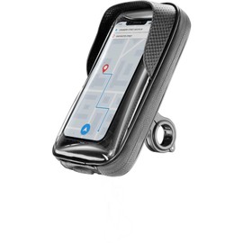 cellularline | Rider Shield - Universal | Waterproof Smartphone Holder for Round Handlebar for Motorcycles and Bikes - Sun Visor - 360 Rotation