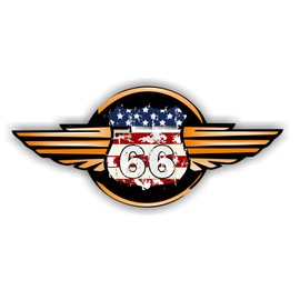 US Route Sticker Also Suitable for Motorcycle and Helmet Sticker (RMPw8) (Pack of 2, 5 x 1.4 cm Wing)