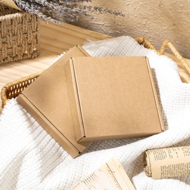 RUSPEPA Recyclable Corrugated Box Mailers - Cardboard Box Perfect for Shipping Small - 5" x 5" x 1" - 50 Pack - Kraft