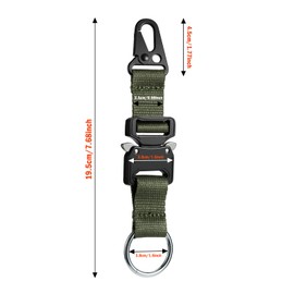 SOWHUP Tactical Keychain with Quick Release Buckle, EDC Gear Clips with HK Clip and Stainless Steel Ring, Military Key Holder for Rigger Work Carry Tool Accessories (Army green)