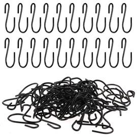 Fyntave 60 Pcs 1 Inch Small S Hooks for Hanging Mini Ornament Storage Hooks Iron Wire Hook Hanger for Jewelry Small Kitchenware and Plants Black