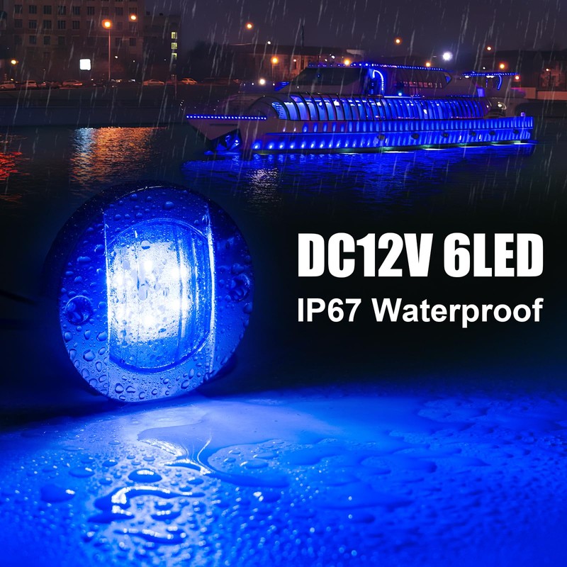 12Pack DC12V 3" Round Marine Boat LED Navigation Lights Stern