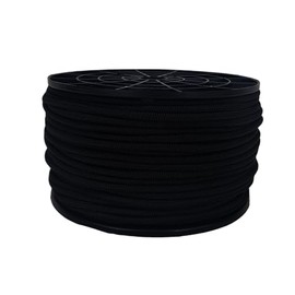 3/16" Black Shock Cord, Marine Grade Polyester Bungee Cord, 250 ft Spool, UV Resistant Elastic Rope
