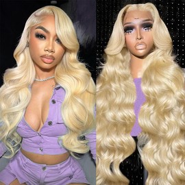 20 Inch 613 13x6 Lace Front Wig Human Hair 200 Density Blonde Wig Human Hair Body Wave Lace Front Wigs Human Hair Pre Plucked for Women Glueless Colored Wig 613 HD Lace Frontal Wigs Body Wave Wig