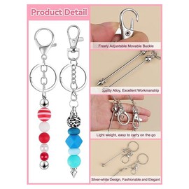 RANJOVER Beadable Keychain Bars Metal Bead Keychain Bars Beads DIY Blank Keychain Removable Beadable Keychain Bars for DIY 30PCS