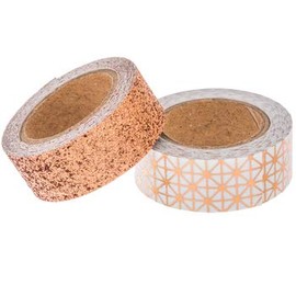 Copper Glitter And Geometric Washi Tape Supplies Multipurpose Projects 2 Rolls