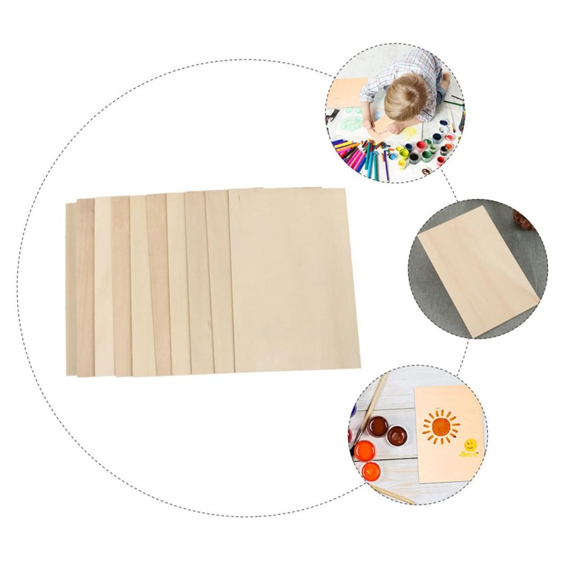 TEHAUX 20pcs Unfinished Basswood Planks for Crafts Projects Model Making