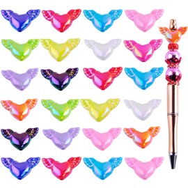 eswala Focal Beads for Pens,40pcs Acrylic Charms Angle Wing Focals Beads Bulk for Beadable Pens Keychain Making Cute DIY Jewelry Supplies for Teacher Mom
