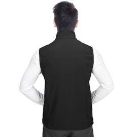 33,000 ft Men's Outdoor Waterproof Softshell Sleeveless Jacket, Body Warmer Fleece Waistcoat, Full Zip Softshell Waistcoat, black