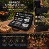 15pcs Stainless Steel BBQ Grill Tool Set for Outdoor Cooking