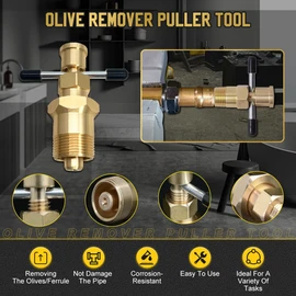 Olive Puller Not Damage The Pipe Olive Remover Ferrule Puller Corrosion-Resistant Compression Ring Removal Tool Suitable for Brass Pipes with Diameters of NPT 1/2" & NPT 3/4" Ferrule Removal Tool