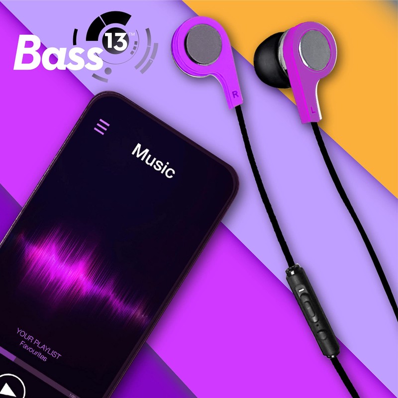 Maxell 199730 Bass 13 Heavy-Bass in-Ear Earbuds with Microphone (Purple)