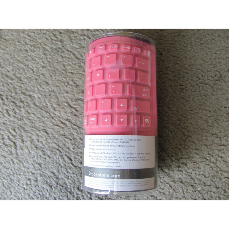 Brookstone Brand New Brookstone Bluetooth Wireless Roll-Up Keyboard 789725 Pink