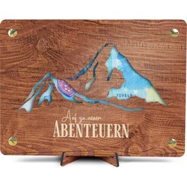 Hiking Gift, XL Wood for Gift of Money, Includes Stand, Mountain Decoration, Mountain Gift, Hiking Accessories, Holiday in the Mountains, Hiking Gift Certificate, Ski Gift Certificate