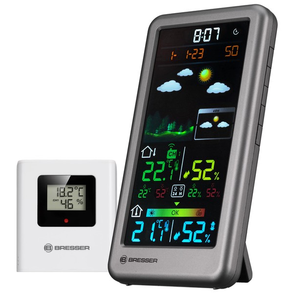 Bresser Neomeo V Wireless Weather Station, Silver, Colour Display, 24/48