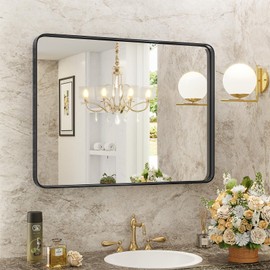 Elevon Black Bathroom Vanity Mirror for Wall, 30x40 Inch Metal Framed Wall Mirror Farmhouse Rectangle, Anti-Rust, Tempered Glass, Hangs Horizontally or Vertically