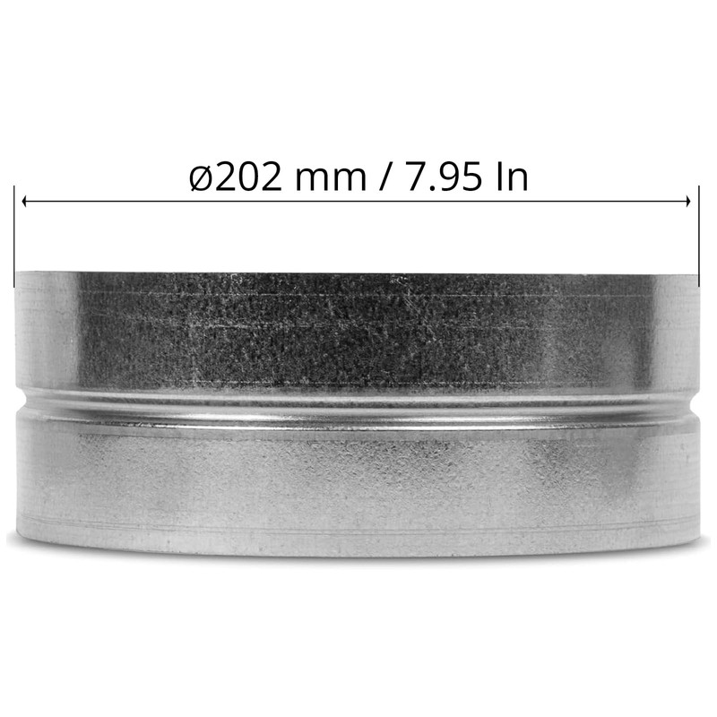 8" Inch Galvanized Metal Vent Duct Connector - Round Extension