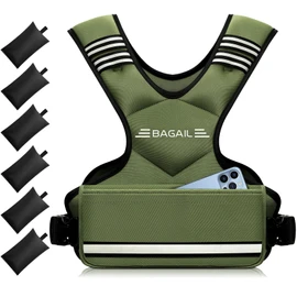 BAGAIL Adjustable Weighted Vest, 4-10lb/12-18lb/20-32lb Rucking Vest for Women & Men with 6 Weights & Large Pocket, Weight Vest for Home Workouts, Running, Walking and Strength Training - Green