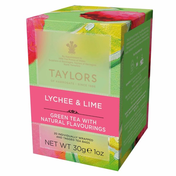 Taylors of Harrogate té verde hibisco y melocotón, 20 bolsas de té (paquete de 3) 20 bolsitas de té. 20 Count (Pack of 1)