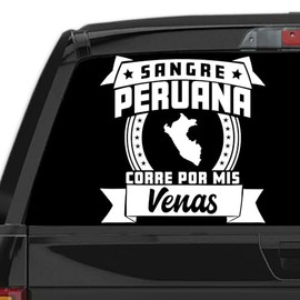 Stickers para Carros Sangre Peruana Corre por mis Venas Calcomanias para Autos Peru Decal for Cars and Trucks Latin Heritage (5" x 5")
