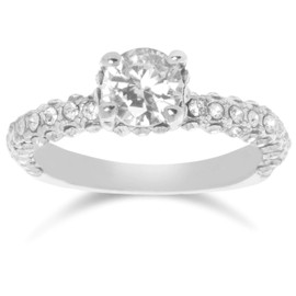 MadameRose Rose Diamond Ring 925 Sterling Silver and Cubic Zirconia Diamonds, Silver
