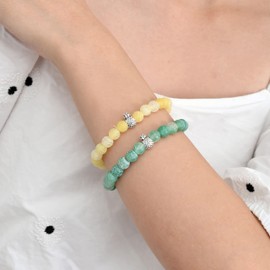 Softones 8mm Beaded Pineapple Bracelets for Women Men Best Friend Bracelet Stretch Charm Bracelets Gifts