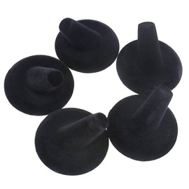 POFET Jewellery Storage Ring Stand - 5 Ring Cone Jewellery Stand Black - Velvet Ring Holder, Jewellery Holder - Ring Jewellery Storage Organiser for Shops and Home