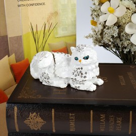 FALETO Little Cat Trinket Box Hinged Hand-Painted Enamel Vintage Jewelry Storage Ring Holder Craft Gift for Home Office Decor