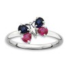 Sterling Silver Stackable Expressions Cr Ruby & Cr Sapphire Butterfly