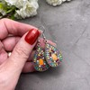 Tear Drop Shaped Patterned Multi-Colour Enamel Charm Bead Earrings in