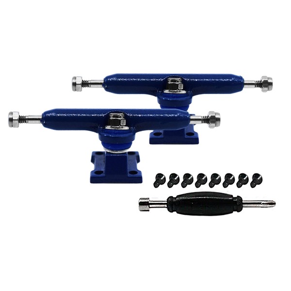 Teak Tuning Prodigy Fingerboard Trucks with Upgraded Lock Nuts, Dark Blue Colorway - 32mm Wide - Professional Shape, Appearance & Components - Includes Pro Duro 61A Bubble Bushings in Teak Teal