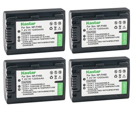 Kastar Battery (4-Pack) for Sony NP-FH50, NP-FH40, NP-FH30 & Sony DSLR-A230, DSLR-A330, DSLR-A290, DSLR-A380, DSLR-A390, HDR-TG1E, HDR-TG3, HDR-TG5, HDR-TG5V, HDR-TG7, DSC-HX1, DSC-HX200, DSC-HX100V