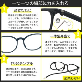 [ESAVIA] 老眼鏡 おしゃれ 超軽量 老眼用メガネ レディース メンズ ブルーライトカット 丸型フレーム眼鏡 UV カット 5009 (ブラック, 1.5)