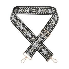 CAPASTEC Adjustable Bag Strap, Replacement Strap for Handbag, Shoulder Strap for Shoulder Bags, Floral Wide Strap for Bags and Tote Bags, Black