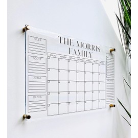 Large Clear Acrylic Monthly Calendar for wall | Dry-Erase Message White Board Calendar Wall Mounted Office Home Family Organization Tools Must Haves School Kids Adult Mom Teen Monthly Weekly ADHD Tool