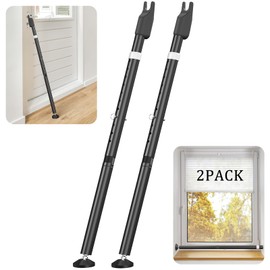 Sliding Door Security Bar and Door Stoppers Security, 2-in-1 Adjustable Length Door Lock Window Security Bar 2Pack, Heavy Duty Stopper for Home, Apartment and Travel (Black)
