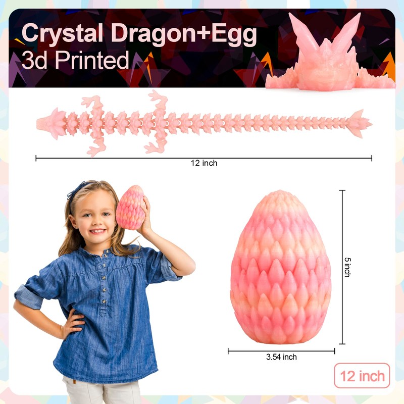 3D Printed DragonEgg, 12Inch Articulated DragonEgg with Dragon Inside, Adults