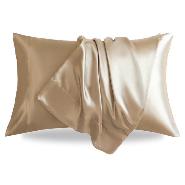 LIFCOM Satin Pillowcase for Hair and Skin,Standard Champagne 20x26 Inches