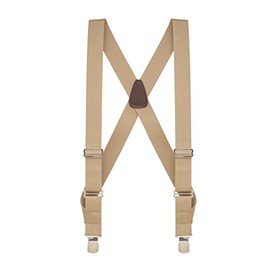Suspender Store Side-Clip Trucker Suspenders - 1.5-Inch Wide Elastic - Pin Clip - 42" for 5'0" to 5'9" tall - Tan
