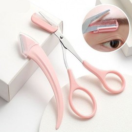 [PK] Eyebrow Trimming Scissors & Razor Tool 2-Piece Set Pink (2-piece 1 set) 4ea