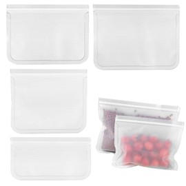 PAVIKE 4 Pack Vegetable Storage Bags Freshness Storage Bags Fruit Storage Bags Sealed Strip Storage Bags Airtight Reusable Air Release Refrigerator Transparent