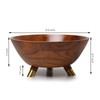 11.8 inch Acacia wood bowl with three Brass legs |