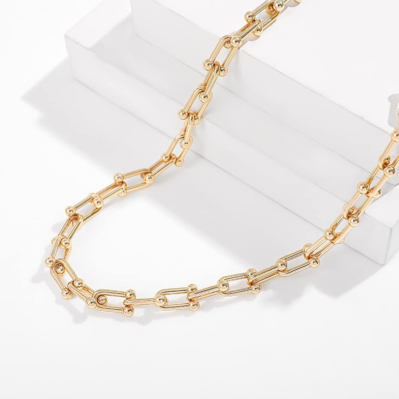 LUXSTAR Women's U-Link Chain Necklace, Hypoallergenic, Stainless Steel, 45 cm,
