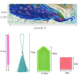 2 Pieces DIY Bookmarks, Diamond Bookmarks, Leather Tassel Bookmarks, with Tassel, for Children/Adult/Beginners, Valentine's Day Gift, Birthday Gift (A)