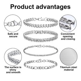 QJFHURB Men's Bracelet Stainless Steel Bracelet Men's Silver Bracelet Men's Jewellery Bracelet Men's Bracelet Men's Silver Men's Bracelet Men's Silver Men's Bracelet Stainless Steel Bracelet Men's