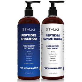 Anti-Thinning Peptide Shampoo And Conditioner – Sulfate Free Thickening Hair Fromula With Biotin, Caffeine & Saw Palmetto Made In USA For Women & Men, Safe For Color-Treated Hair, 16 fl.oz Each