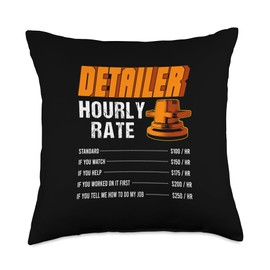 Auto Detailer Hourly Rate Automotive Car Detailing Detailer Throw Pillow