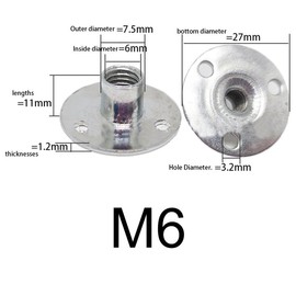 10Pcs Carbon Steel T-Nuts,Thread Insert Tee Nuts,M6 Hole Tee Nuts,Zinc Plated Round Base Screw-in Flange Nuts For Furniture Hardware