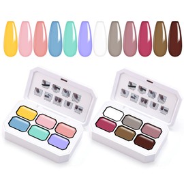 U-Shinein Gradient Painting Gel Kit, 12 Bright&Nude Almond Color Ombre Gel Nail Polish for Pigment Pat French Manicure Long-lasting No-wipe Soak of UV Home Nail Salon Rose of Decay Always Surprise