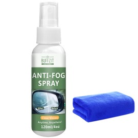 BUFFZIT Windscreen Anti-Fog Spray - Portable Glass Cleaner for Instant Fog Removal - Perfect for Cars, Home Windows, and Glasses - Streak-Free for Clear Visibility - 120ML/4oz